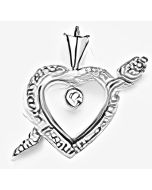Silver Bow & Arrow Heart C.Z. Pendant