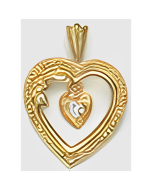 10K Yellow Gold Double Heart C.Z. Pendant