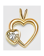 10K Yellow Gold Chic Double Heart C.Z. Pendant