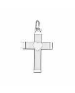 Silver Cross With Heart in the Middle Charm