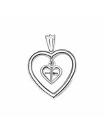 Silver Double Cross With Swinging Heart Pendant