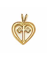 10K Yellow Gold Cross With Heart Charm