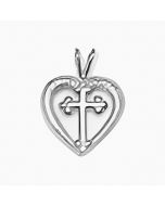Silver Cross With Heart Charm