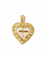 10K Yellow Gold Heart With Cross Charm