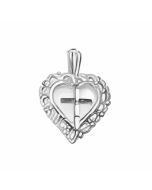 Silver Heart With Cross Charm