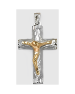 10K Two Tone Large Crucifix Pendant