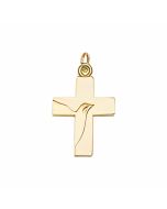 10K Yellow Gold Dove on a Plain Cross Pendant