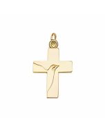 10K Yellow Gold Dove on a Plain Cross Pendant