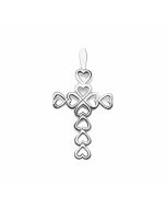 Silver Cross Covered in Hearts Charm