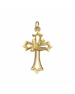 10K Yellow Gold Flying Dove on a Cross Charm