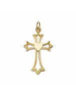 10K Yellow Gold Fancy Cross with Heart in the Middle Pendant