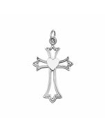 Silver Fancy Cross with Heart in the Middle Pendant