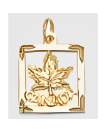 10K Yellow Gold Square Maple Leaf Canada Charm