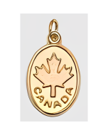 10K Yellow Gold Oval Maple Leaf Canada Charm