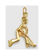 10K Yellow Gold 3D Ringette Player Charm