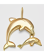 10K Yellow Gold Dolphin and Baby Pendant