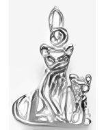 Silver Cat and Kitten Charm