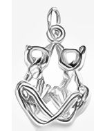 Silver Back of Cats Charm