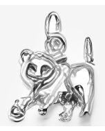 Silver Playful Cat Charm