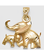 10K Yellow Gold Elephant and Baby Pendant