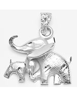 Silver Elephant and Baby Pendant