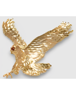 10K Yellow Gold Red Eye Eagle Pendant