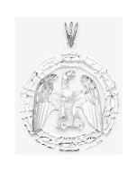 Silver Proud Eagle in a Circle Pendant