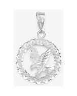 Silver Eagle in a Circle Pendant