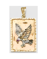 10K Two Tone Eagle in a Rectangular Pendant