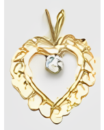 10K Yellow Gold Fancy Heart With C.Z Stone Pendant