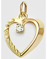 10K Yellow Gold Fancy Heart With C.Z Stone Pendant