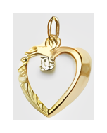 10K Yellow Gold Fancy Heart With C.Z Stone Pendant