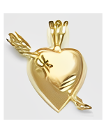 10K Yellow Gold Bow & Arrow Heart Pendant