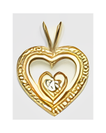 10K Yellow Gold Double  C.Z. Heart Pendant