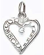 Silver Double  C.Z. Heart Pendant