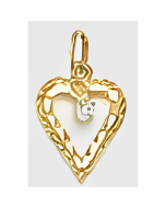 10K Yellow Gold C.Z. Heart Charm