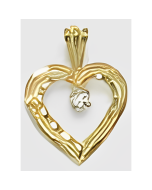 10K Yellow Gold Mini C.Z. Heart Pendant