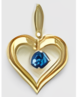 10K Yellow Gold Mini Blue Topaz Heart Pendant