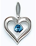 10K White Gold Mini Blue Topaz Heart Pendant