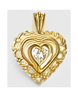 10K Yellow Gold C.Z. Double Heart on Heart Pendant