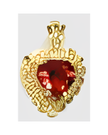 10K Yellow Gold Ruby Red Heart Pendant