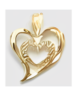 10K Yellow Gold Fancy Double Heart Pendant