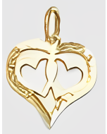 10K Yellow Gold Triple Heart Pendant
