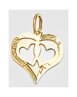 10K Yellow Gold Triple Heart Pendant