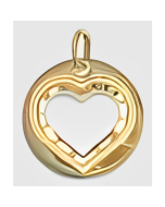 10K Yellow Gold Small Heart in a Circle Charm