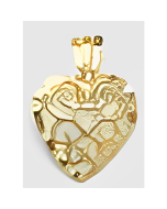 10K Yellow Gold Heart Covered in Veins Pendant