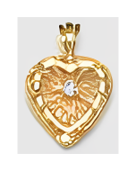 10K Yellow Gold Heart with C.Z Pendant