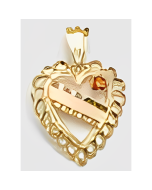 10K Yellow Gold Heart with Stone Pendant