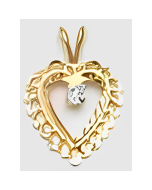 10K Yellow Gold Heart with C.Z Pendant