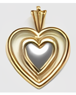 10K Two Tone Queen of Hearts Double Heart Pendant
